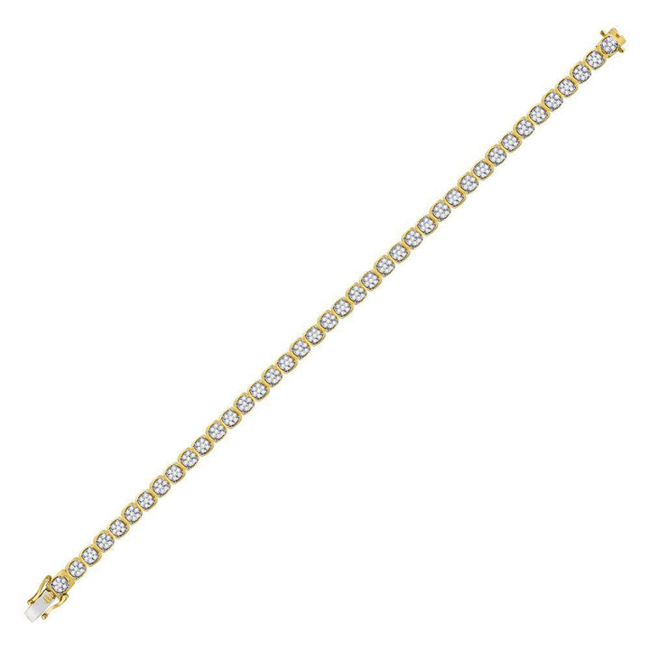 10kt Yellow Gold Mens Round Diamond Cluster Fashion Bracelet 3 Cttw