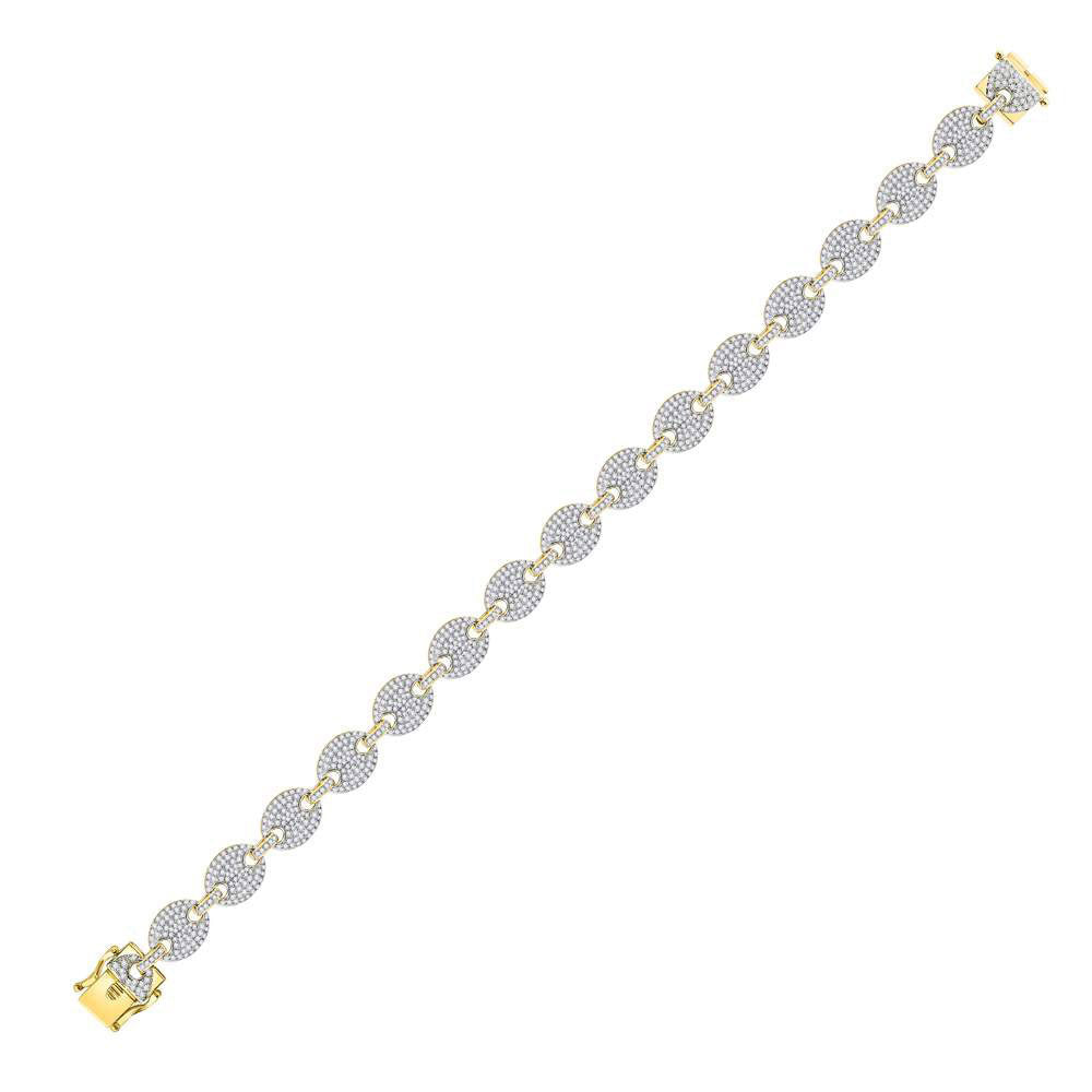 10kt Yellow Gold Mens Round Diamond Link Bracelet 5 Cttw