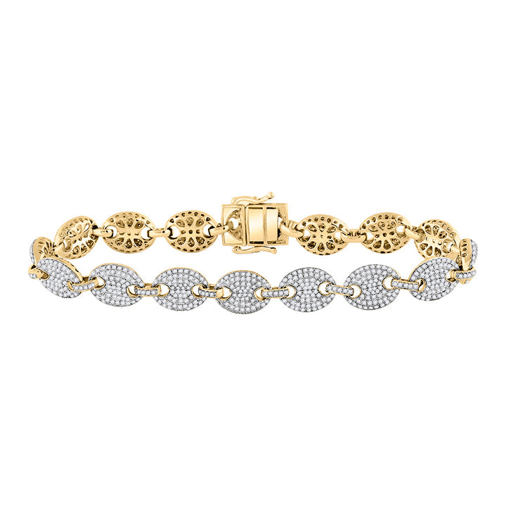 10kt Yellow Gold Mens Round Diamond Link Bracelet 5 Cttw