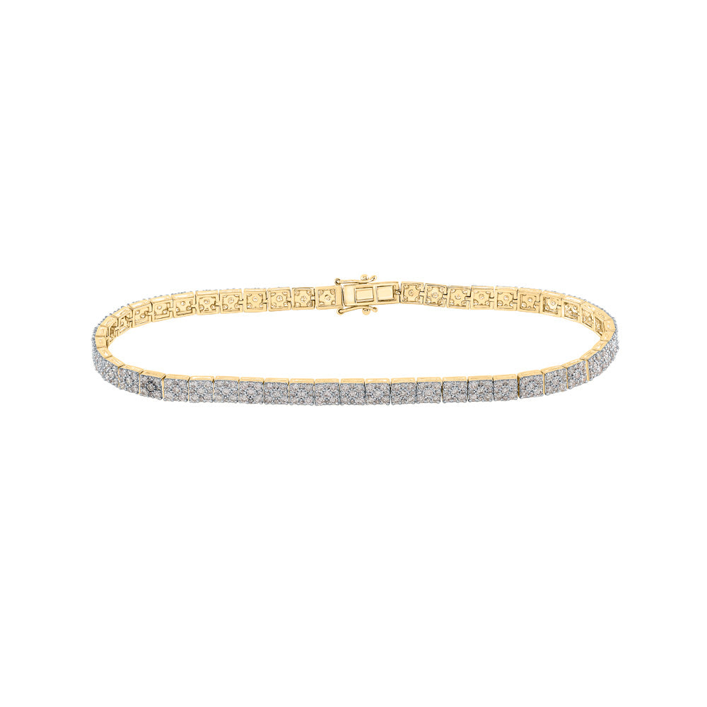 10kt Yellow Gold Mens Round Diamond Studded Link Bracelet 4-1/3 Cttw