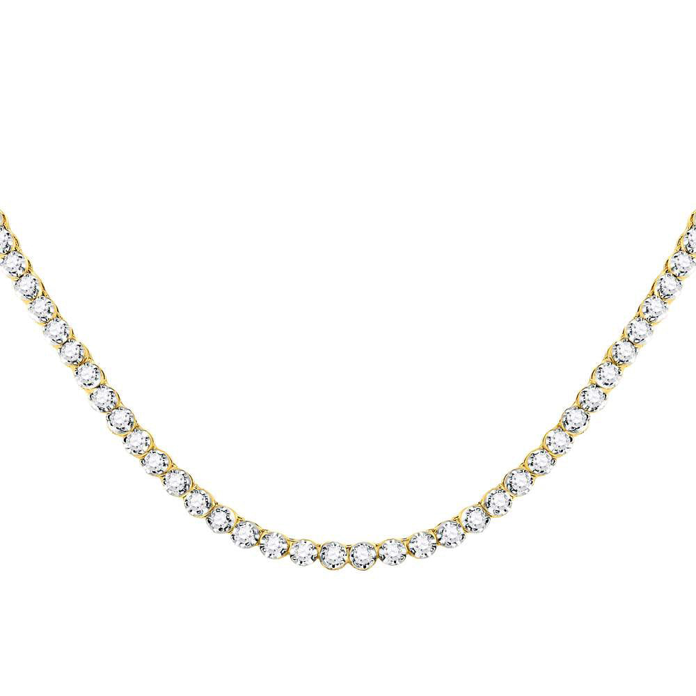 10kt Yellow Gold Mens Round Diamond 20-inch Single Row Link Chain Necklace 9 Cttw