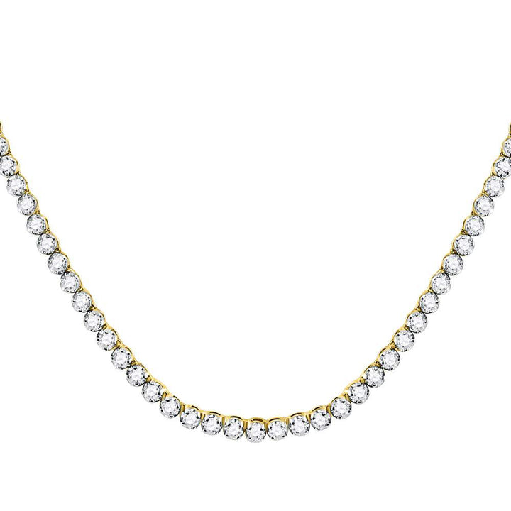 10kt Yellow Gold Mens Round Diamond Studded 30" Tennis Chain Necklace 13-3/8 Cttw