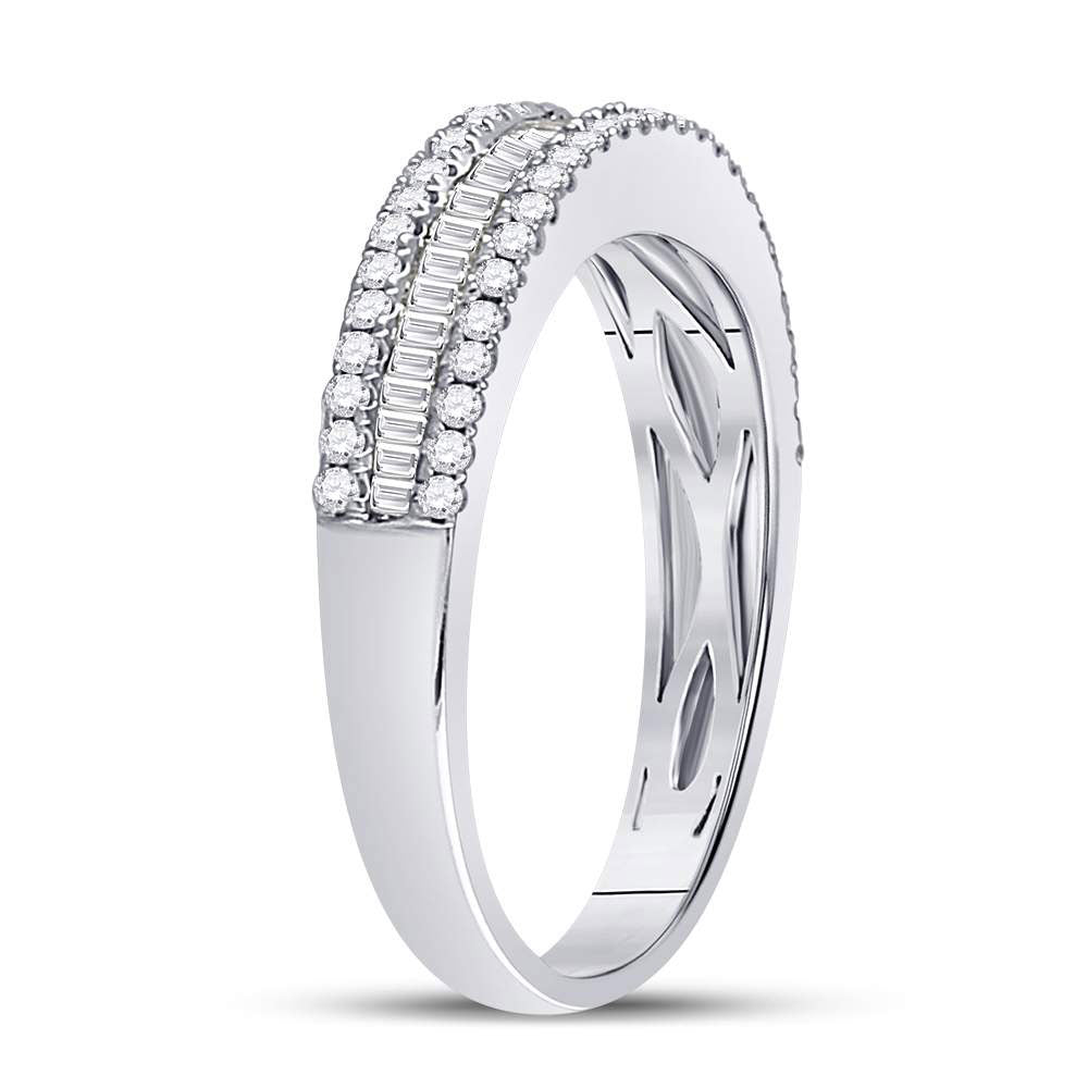 14kt White Gold Womens Round Diamond Anniversary Band Ring 1/2 Cttw