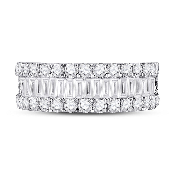 14kt White Gold Womens Baguette Diamond Anniversary Ring 2 Cttw