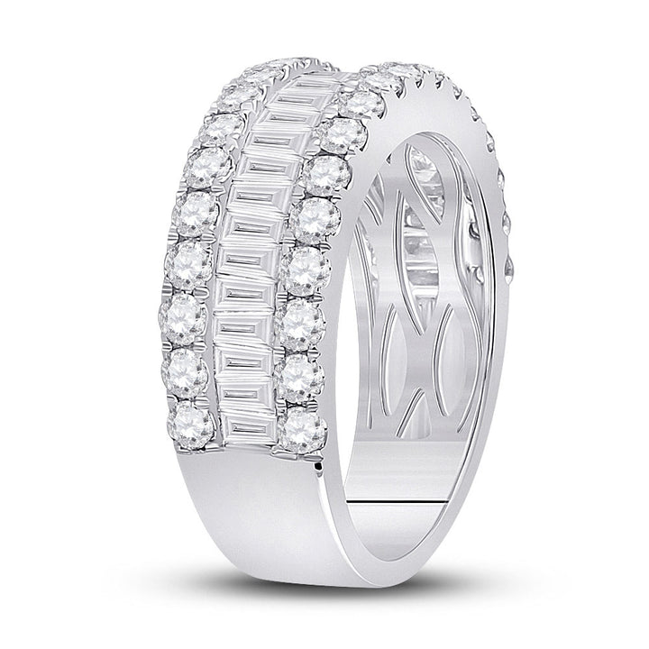 14kt White Gold Womens Baguette Diamond Anniversary Ring 2 Cttw