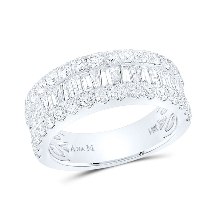 14kt White Gold Womens Baguette Diamond Anniversary Ring 2 Cttw