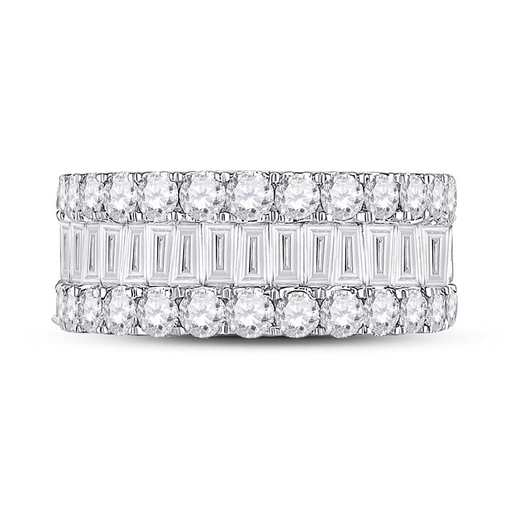 14kt White Gold Womens Baguette Diamond Anniversary Ring 3 Cttw