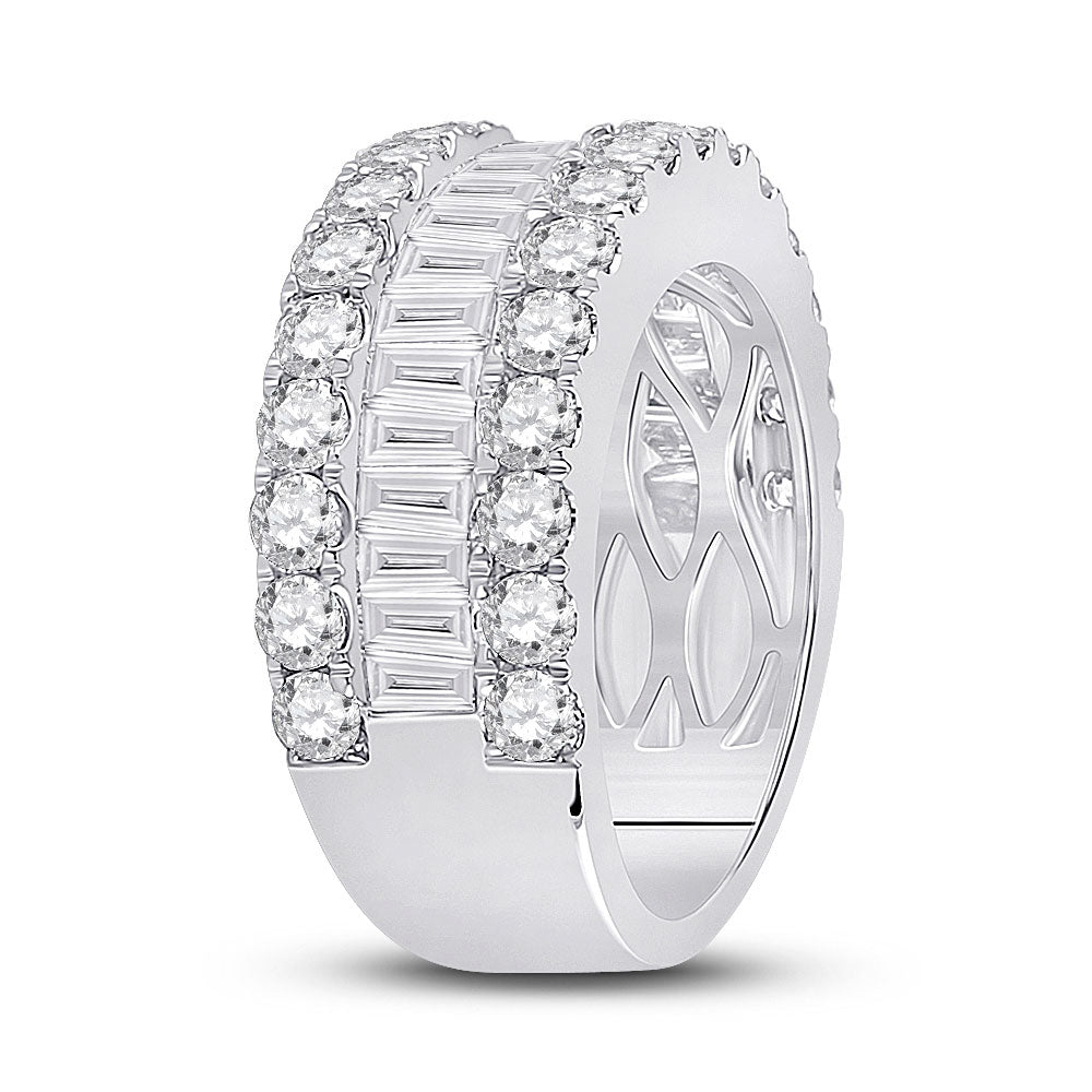 14kt White Gold Womens Baguette Diamond Anniversary Ring 3 Cttw