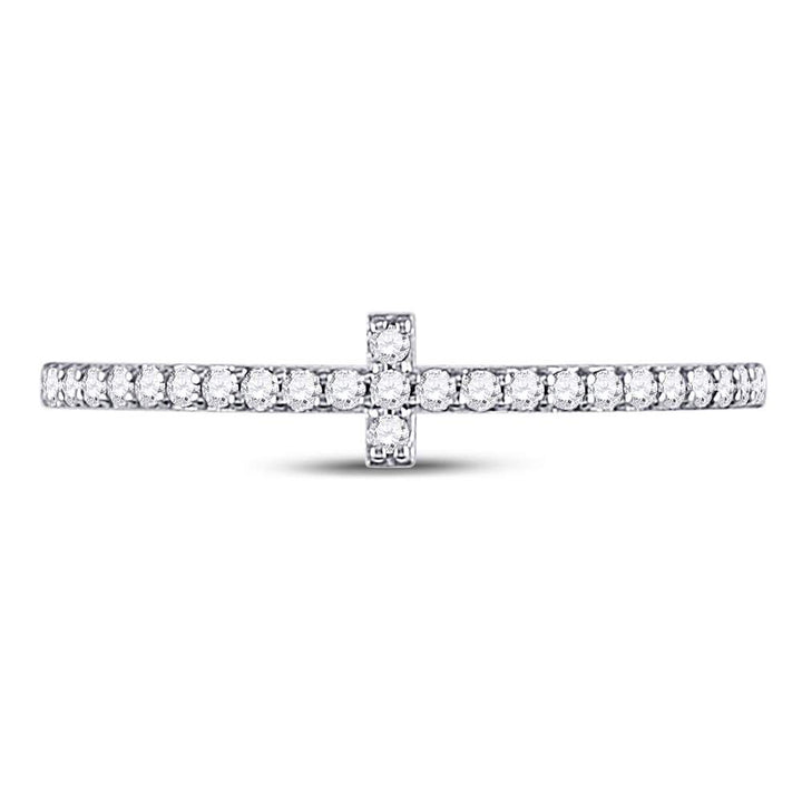 10kt White Gold Womens Round Diamond Cross Stackable Band Ring 1/6 Cttw