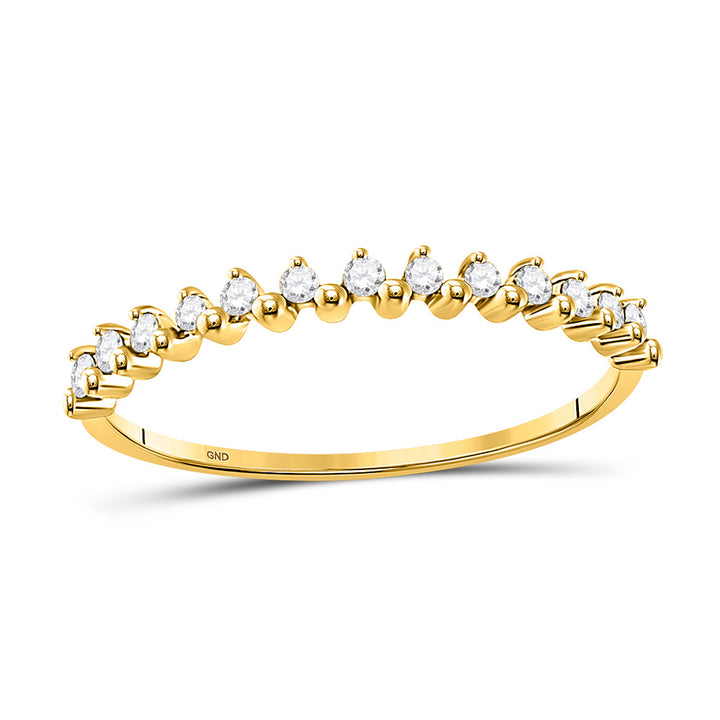 10kt Yellow Gold Womens Round Diamond Stackable Band Ring 1/8 Cttw