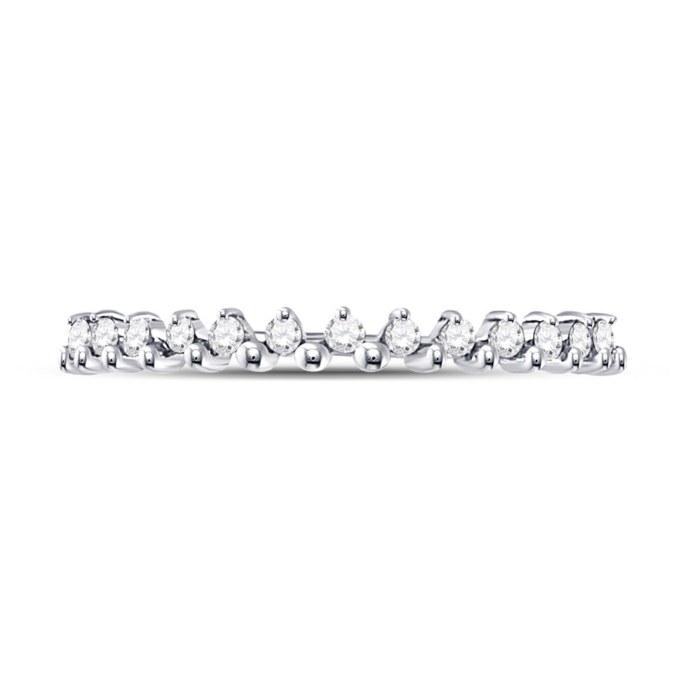 10kt White Gold Womens Round Diamond Stackable Band Ring 1/8 Cttw