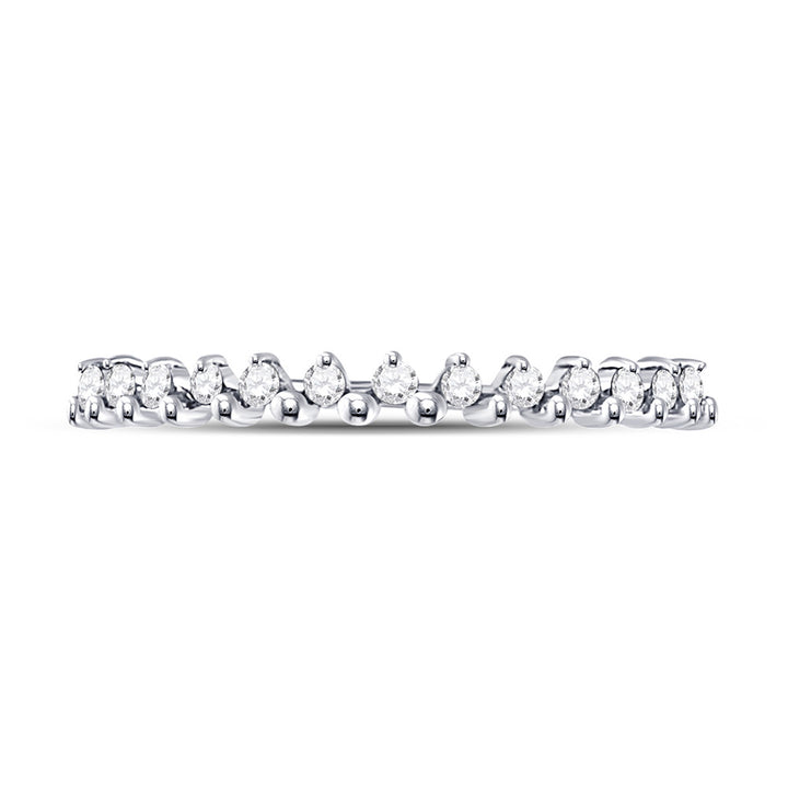 10kt White Gold Womens Round Diamond Stackable Band Ring 1/8 Cttw