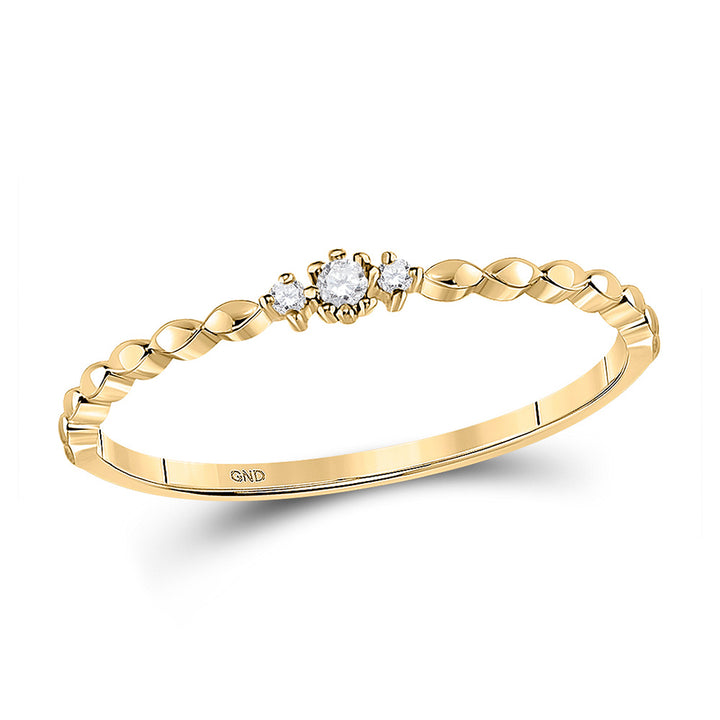 10kt Yellow Gold Womens Round Diamond Stackable Band Ring .03 Cttw