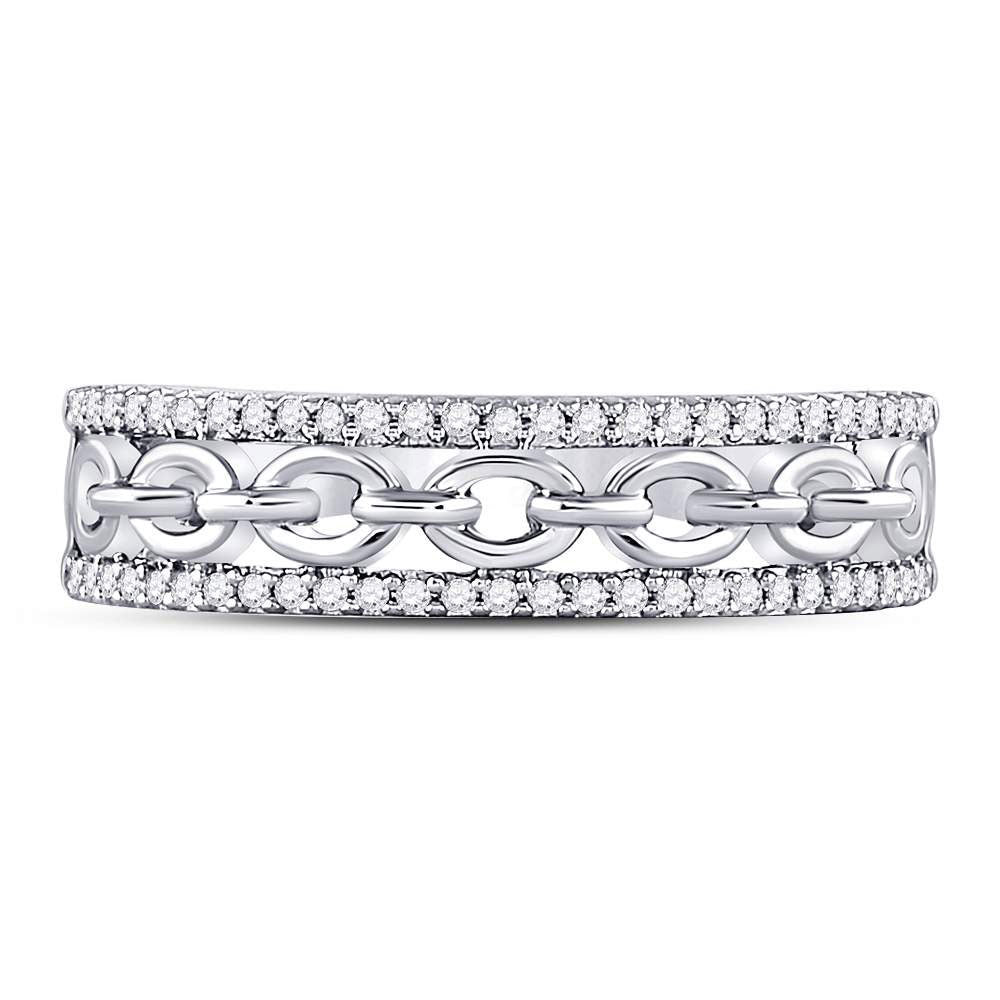 10kt White Gold Womens Round Diamond Chain Link Fashion Band Ring 1/6 Cttw