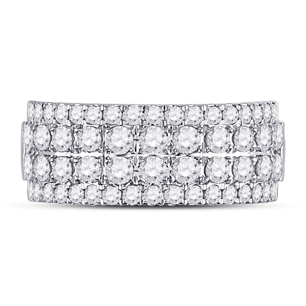 10kt White Gold Womens Round Diamond Four Row Machine Set Band Ring 1-1/2 Cttw