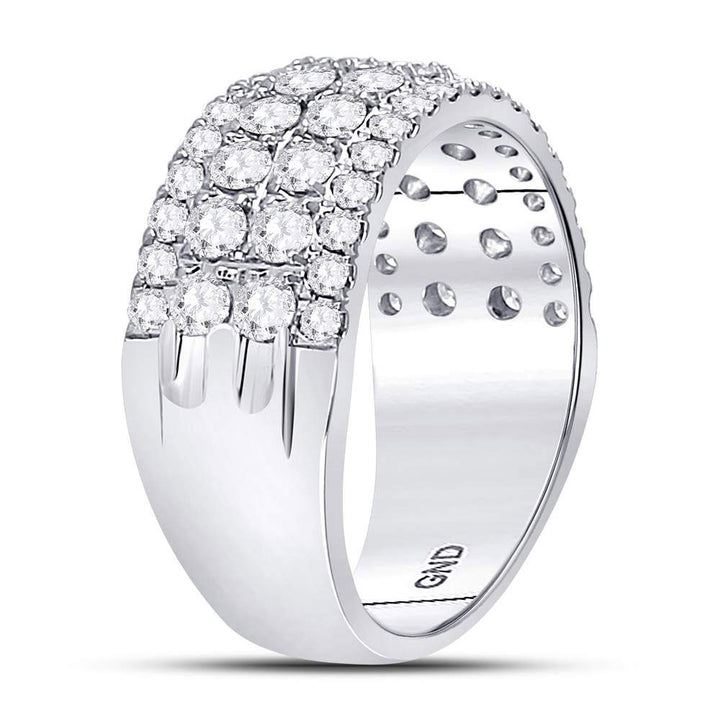 10kt White Gold Womens Round Diamond Four Row Machine Set Band Ring 1-1/2 Cttw