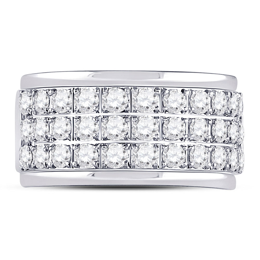 10kt White Gold Womens Round Diamond Triple Row Band Ring 1-1/2 Cttw