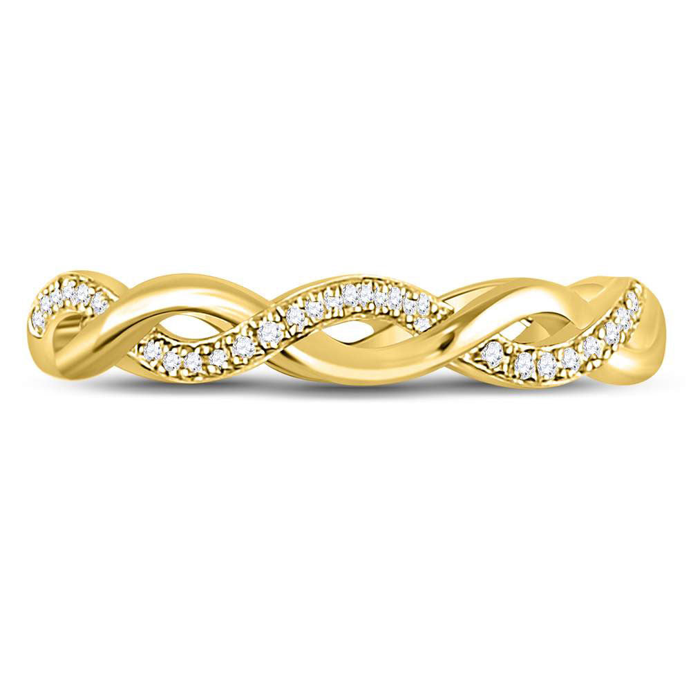 10kt Yellow Gold Womens Round Diamond Fashion Braided Band Ring 1/10 Cttw