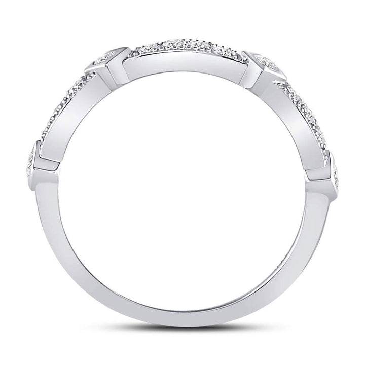 10kt White Gold Womens Round Diamond Milgrain Pinched Band Ring 1/4 Cttw