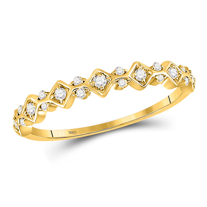 10kt Yellow Gold Womens Round Diamond Stackable Band Ring 1/6 Cttw