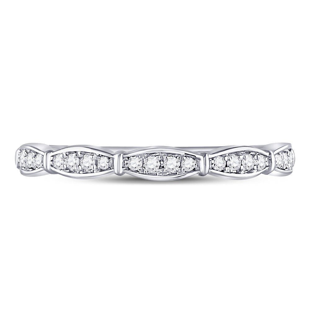 10kt White Gold Womens Round Diamond Stackable Band Ring 1/8 Cttw