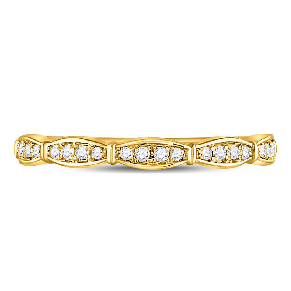 10kt Yellow Gold Womens Round Diamond Stackable Band Ring 1/8 Cttw