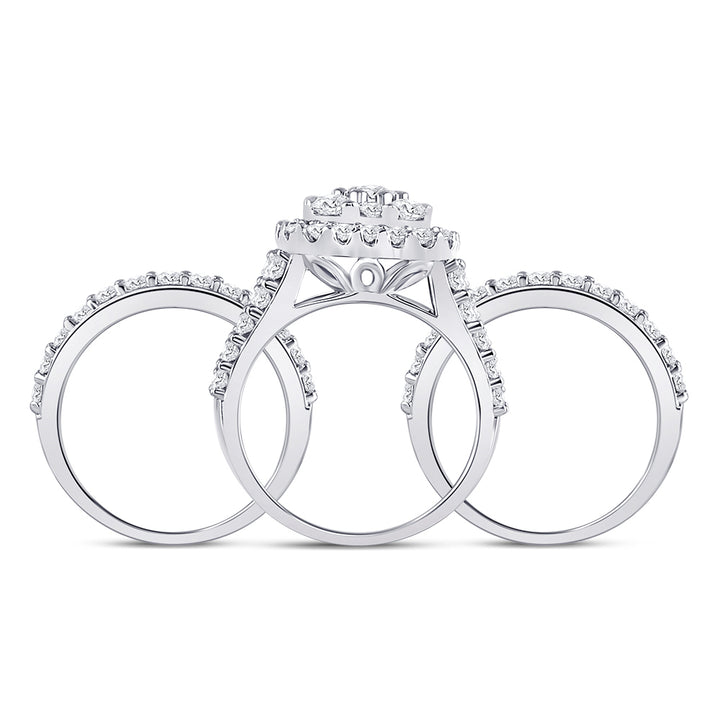 14kt White Gold Round Diamond Bridal Wedding Ring Band Set 3-3/4 Cttw