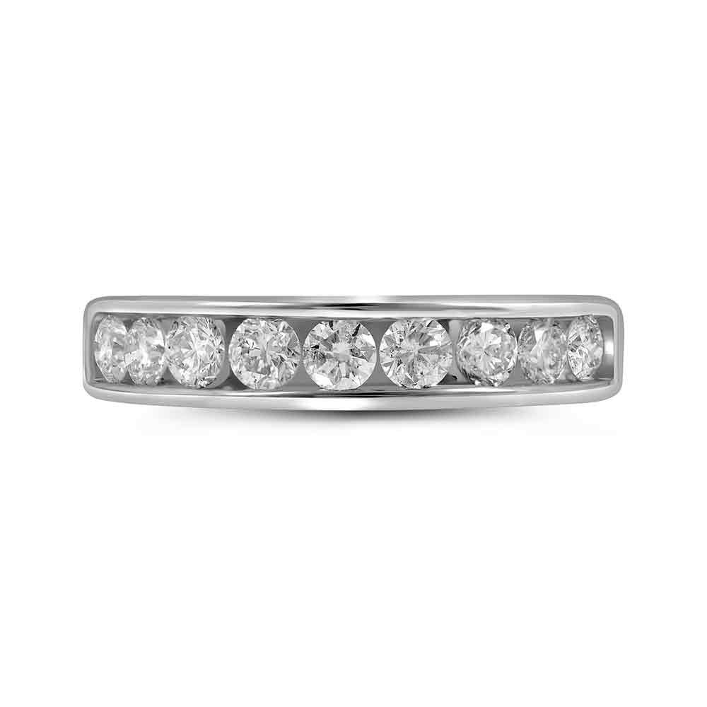 14kt White Gold Womens Round Channel-set Diamond Single Row Wedding Band 1 Cttw