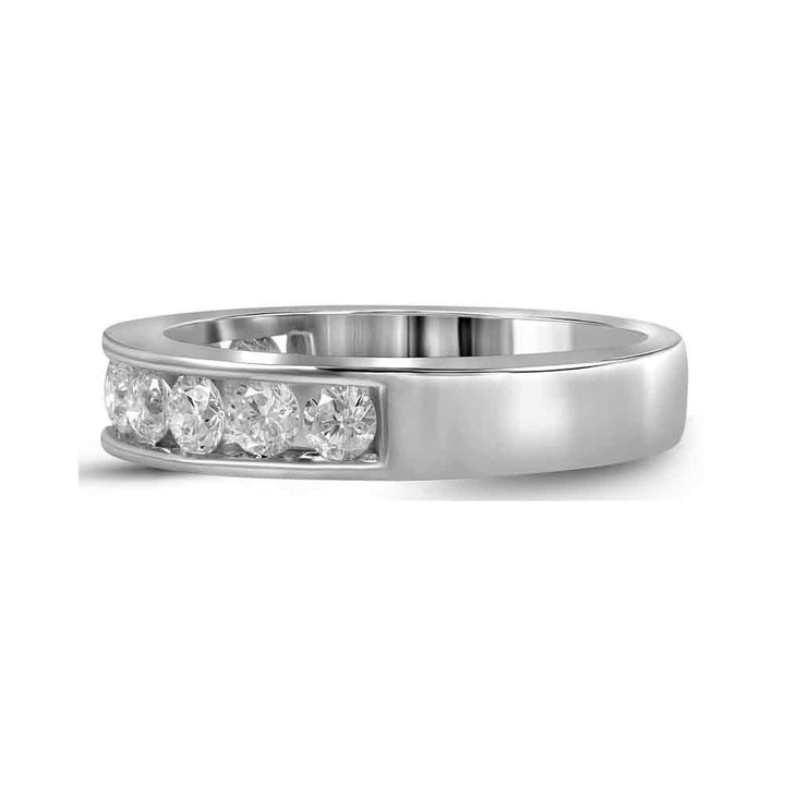 14kt White Gold Womens Round Channel-set Diamond Single Row Wedding Band 1 Cttw