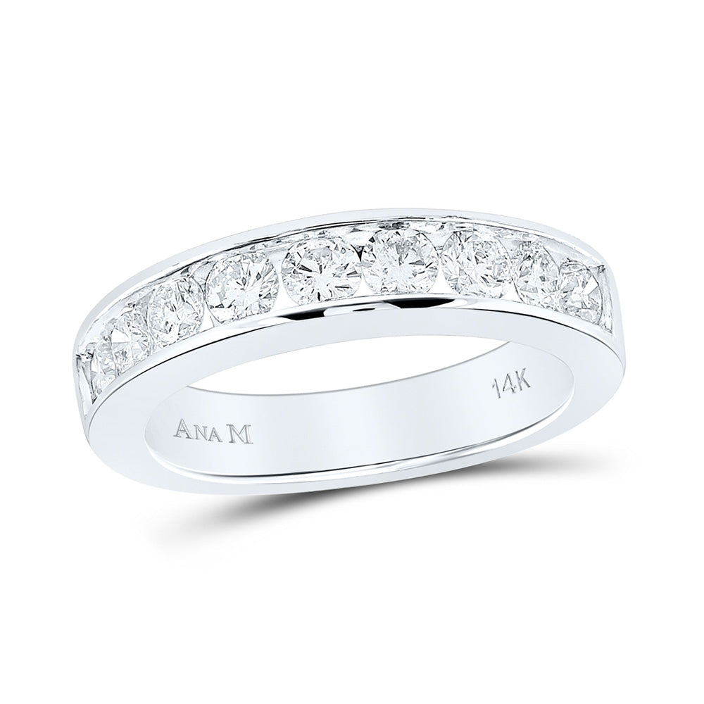 14kt White Gold Womens Round Channel-set Diamond Single Row Wedding Band 1 Cttw