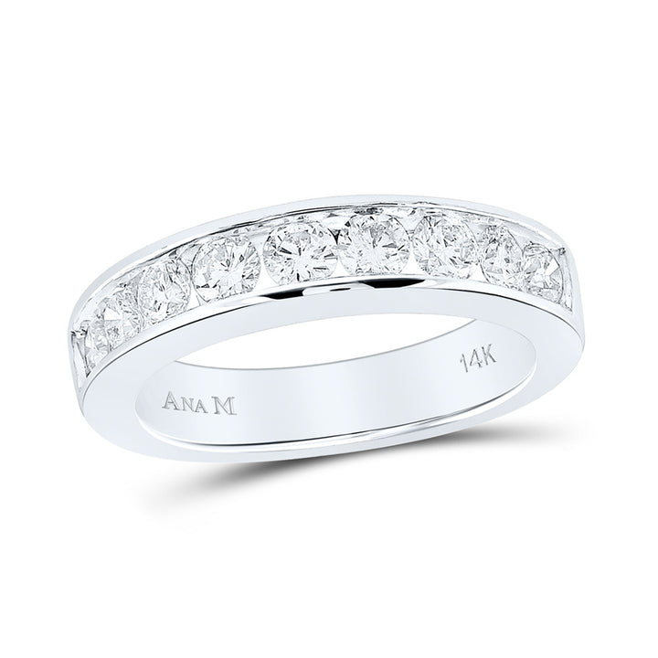 14kt White Gold Womens Round Channel-set Diamond Single Row Wedding Band 1 Cttw