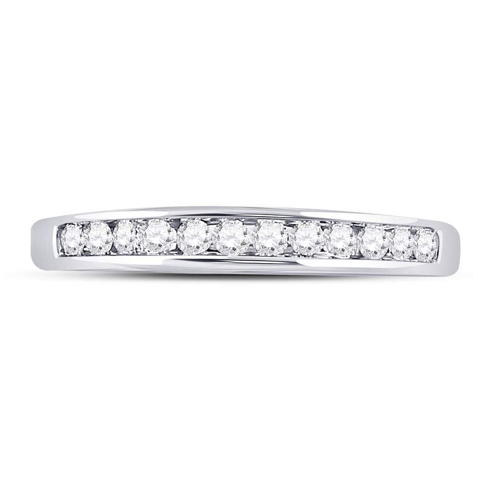 14kt White Gold Womens Round Diamond Wedding Channel Set Band 1/4 Cttw