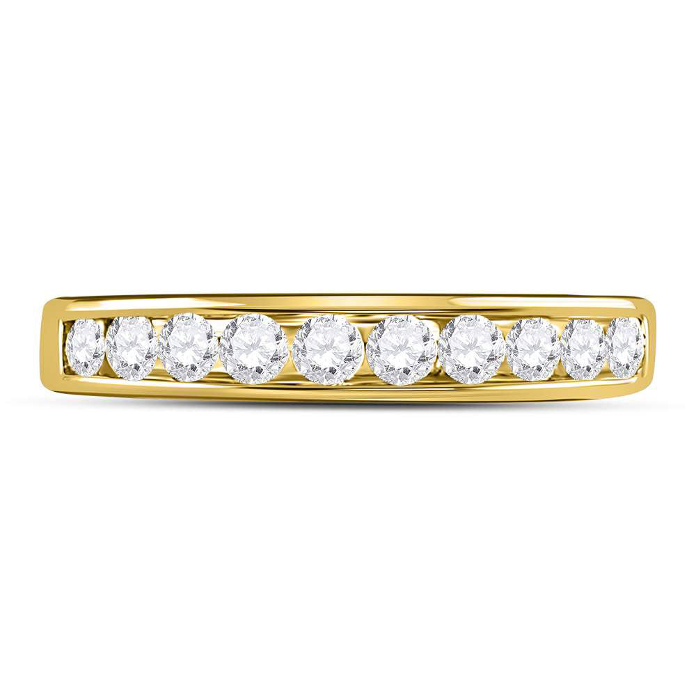 14kt Yellow Gold Womens Round Diamond Wedding Channel Set Band 1/2 Cttw