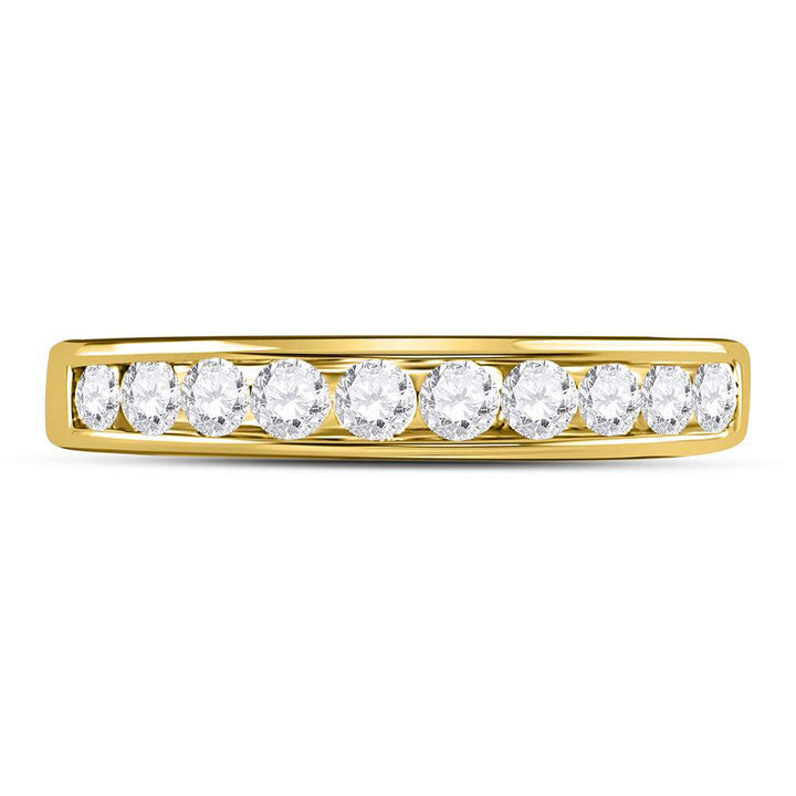 14kt Yellow Gold Womens Round Diamond Wedding Channel Set Band 1/2 Cttw