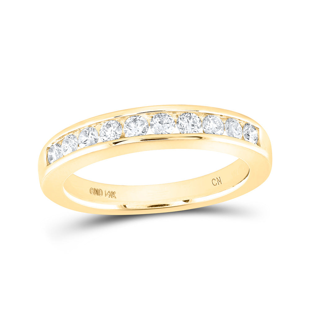 14kt Yellow Gold Womens Round Diamond Wedding Channel Set Band 1/2 Cttw