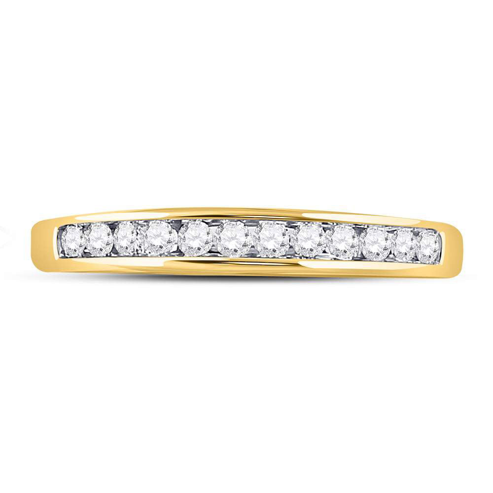 14kt Yellow Gold Womens Round Channel-set Diamond Single Row Wedding Band 1/4 Cttw