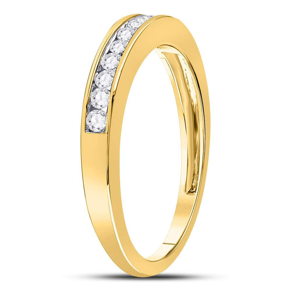 14kt Yellow Gold Womens Round Channel-set Diamond Single Row Wedding Band 1/4 Cttw