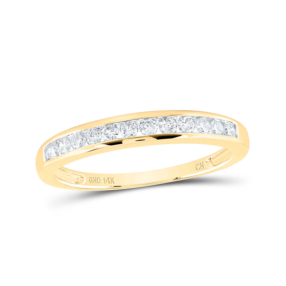 14kt Yellow Gold Womens Round Channel-set Diamond Single Row Wedding Band 1/4 Cttw