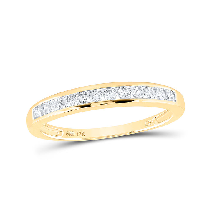 14kt Yellow Gold Womens Round Channel-set Diamond Single Row Wedding Band 1/4 Cttw