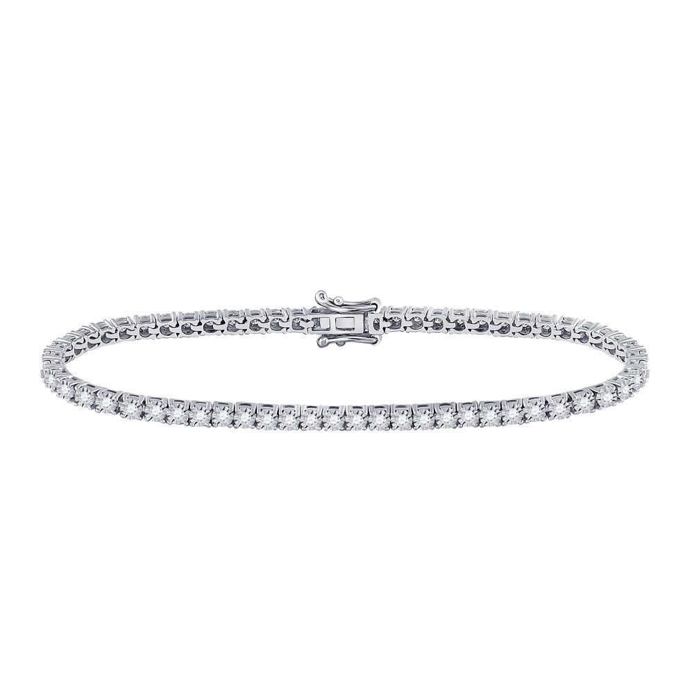 10kt White Gold Womens Round Diamond Classic Tennis Bracelet 1 Cttw