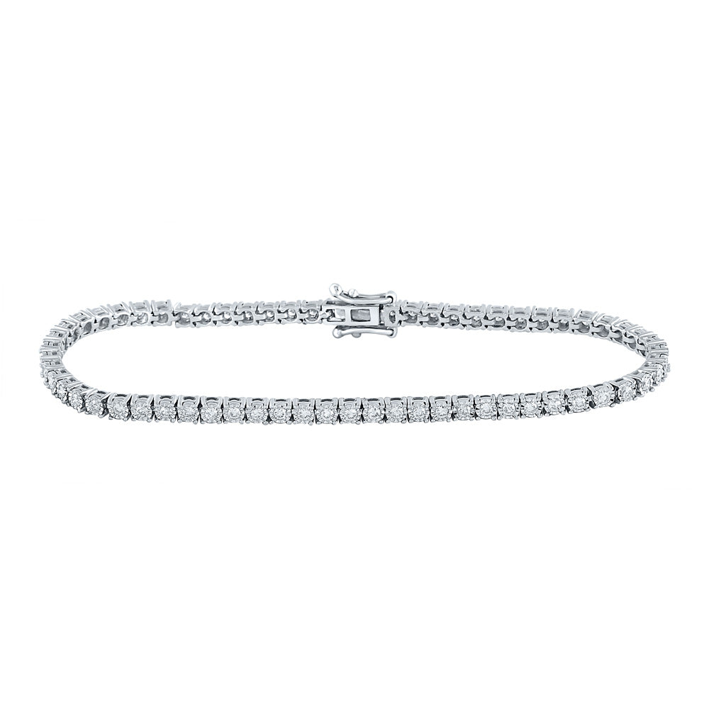 10kt White Gold Womens Round Diamond Classic Tennis Bracelet 1 Cttw