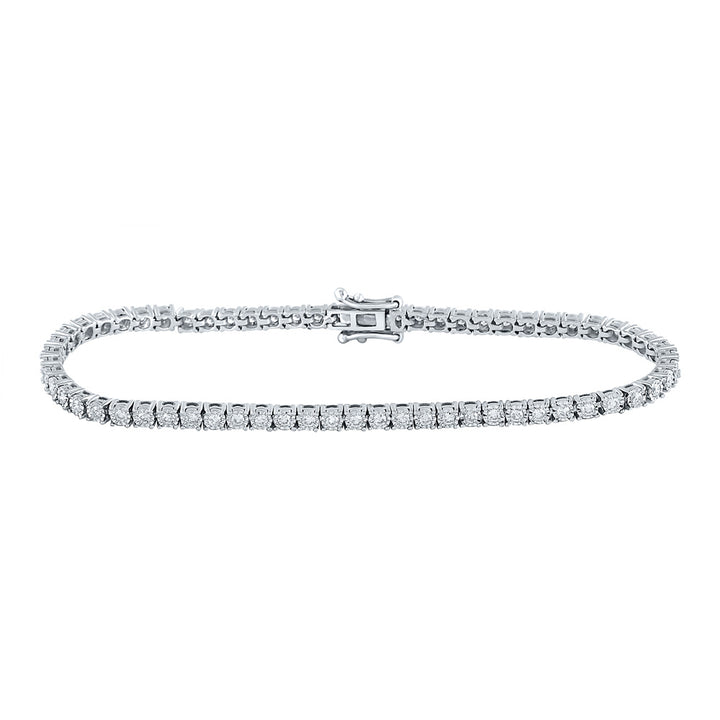 10kt White Gold Womens Round Diamond Classic Tennis Bracelet 1 Cttw