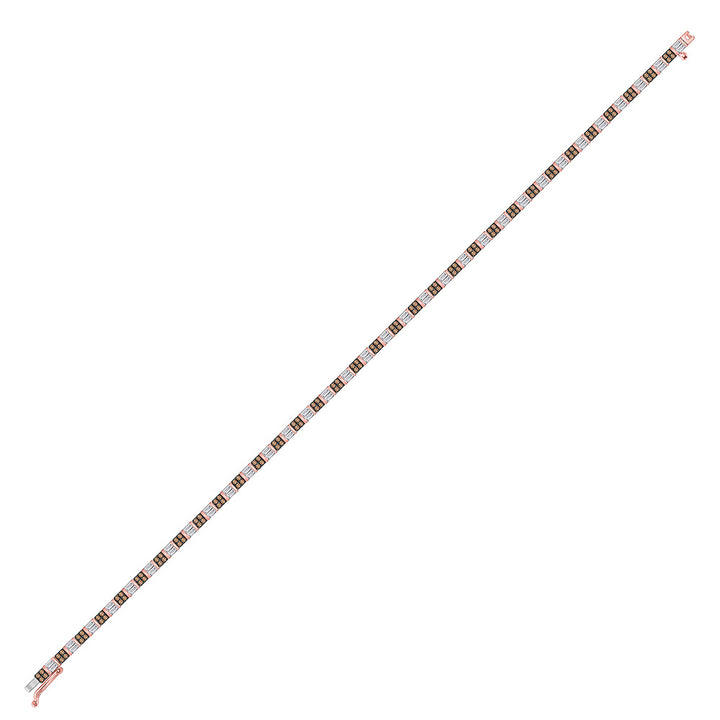 10kt Rose Gold Womens Round Brown Diamond Tennis Bracelet 1-1/5 Cttw