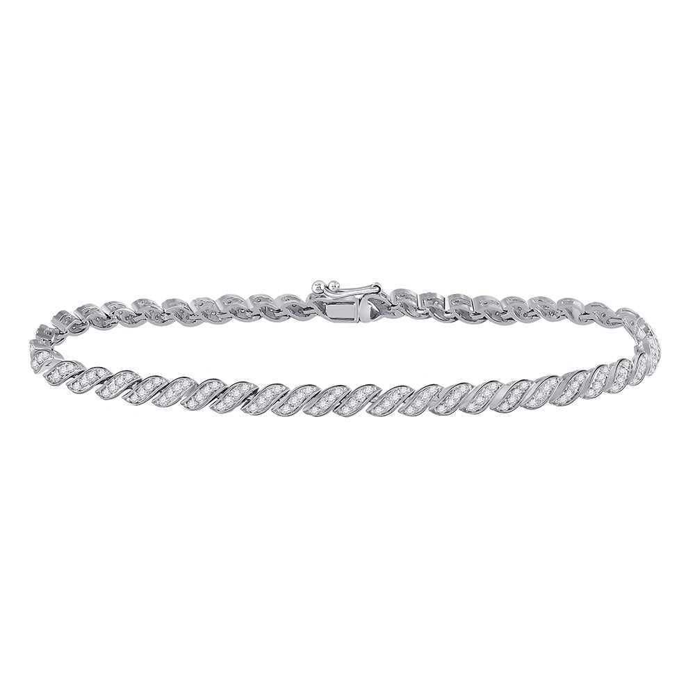 10kt White Gold Womens Round Diamond Tennis Bracelet 1-1/4 Cttw