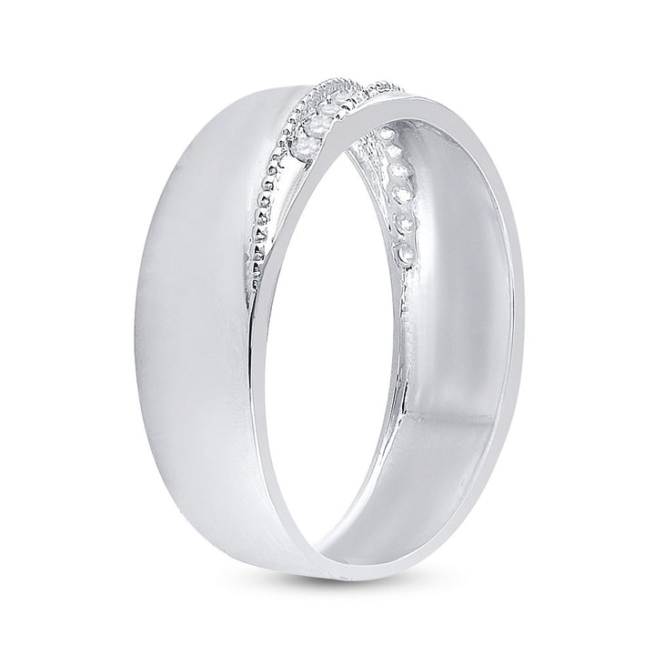 Sterling Silver Mens Round Diamond Wedding Diagonal Row Band Ring 1/5 Cttw