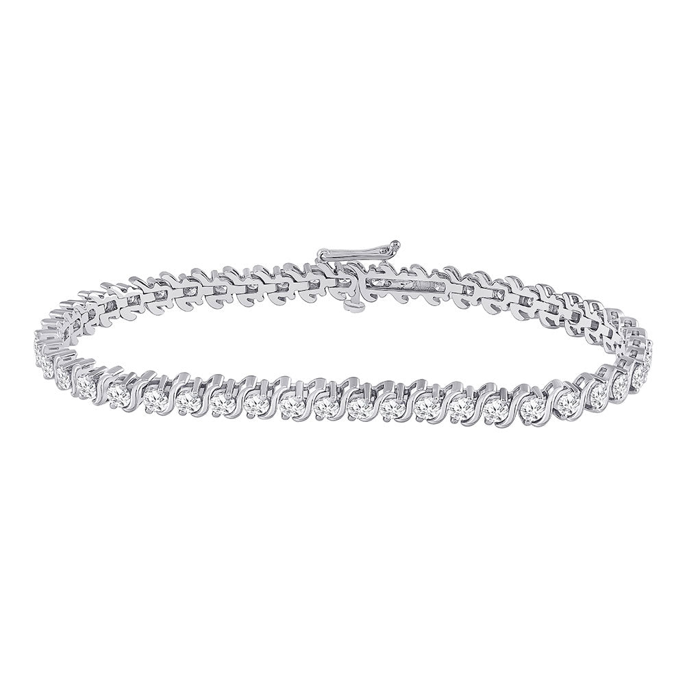 14kt White Gold Womens Round Diamond Classic Tennis Bracelet 4 Cttw