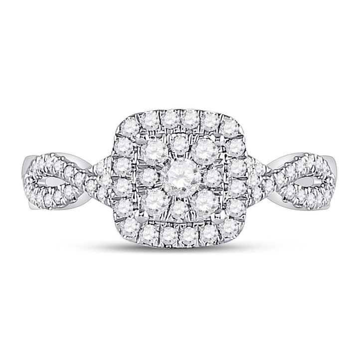 10kt White Gold Womens Round Diamond Square Cluster Ring 1/2 Cttw