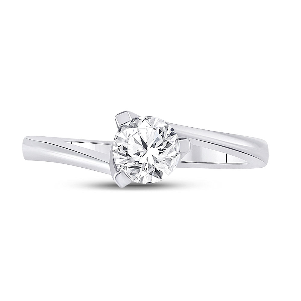 14kt White Gold Womens Round Diamond Solitaire Bridal Wedding Engagement Ring 3/4 Cttw