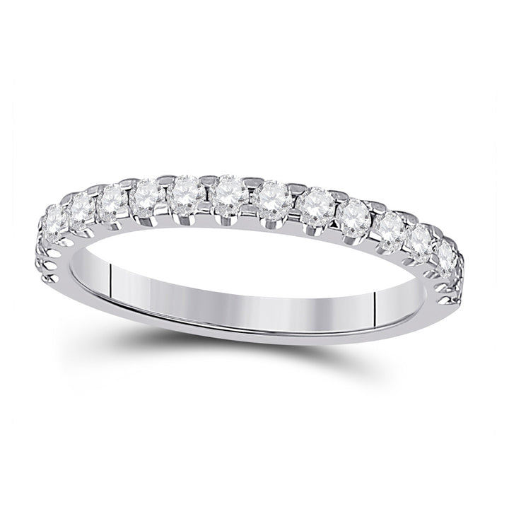 14kt White Gold Womens Round Diamond Wedding Machine-Set Band 1/2 Cttw