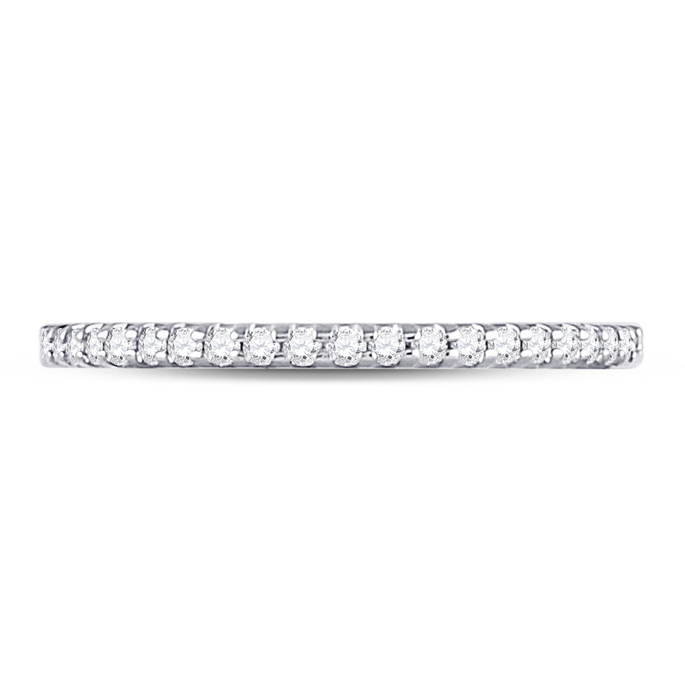 14kt White Gold Womens Round Diamond Wedding Machine-Set Band 1/5 Cttw